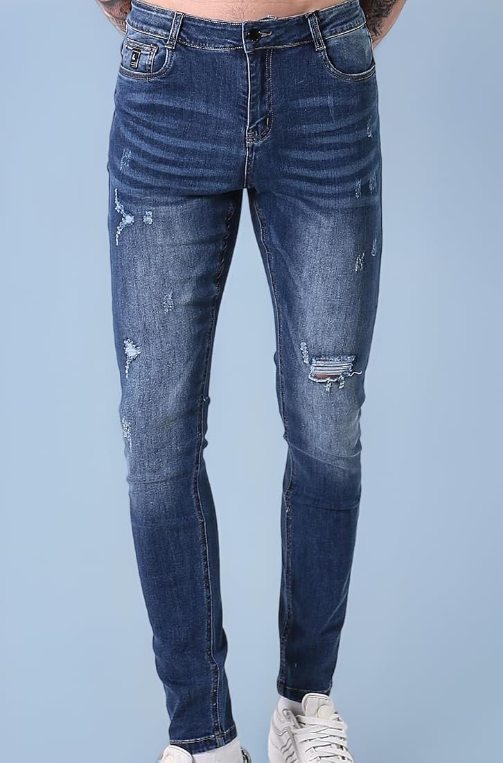 RuggedVibe Distressed Slim Fit Jeans - Dark Wash